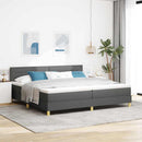 Box spring seng med pude Mørkegrå 200 x 200 cm Stof