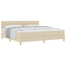 Box spring seng med pude med hovedgærde Creme 200 x 200 cm Stof