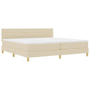 Box spring seng med pude med hovedgærde Creme 200 x 200 cm Stof