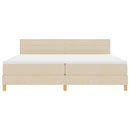 Box spring seng med pude med hovedgærde Creme 200 x 200 cm Stof