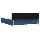 Box spring seng med pude med hovedgærde Blå 200 x 200 cm Stof