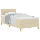 Box spring seng med pude med hovedgærde Creme 100 x 200 cm Stof