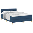 Box spring seng med pude med hovedgærde Blå 140 x 200 cm Stof