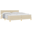 Box spring seng med pude med hovedgærde Creme 200 x 200 cm Stof