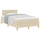 Box spring seng med pude med hovedgærde Creme 120 x 200 cm Stof
