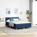 Box spring seng med pude med hovedgærde Blå 140 x 200 cm Stof