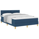 Box spring seng med pude med hovedgærde Blå 160 x 200 cm Stof