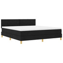 Box spring seng med pude med hovedgærde Sort 180 x 200 cm Stof