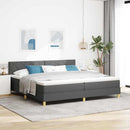 Box spring seng med pude Mørkegrå 200 x 200 cm Stof