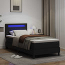 Box spring seng med LED-lysstrimler Sort 90 x 190 cm Kunstlæder
