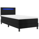 Box spring seng med LED-lysstrimler Sort 90 x 190 cm Kunstlæder