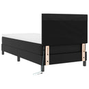Box spring seng med LED-lysstrimler Sort 90 x 190 cm Kunstlæder