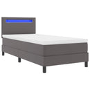 Box spring seng med madras Grå 90 x 200 cm Kunstlæder