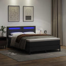 Box spring seng med madras Sort 160 x 200 cm Kunstlæder