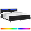 Box spring seng med hovedgærde Sort 180 x 200 cm Kunstlæder