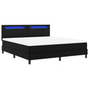 Box spring seng med hovedgærde Sort 180 x 200 cm Kunstlæder