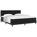 Box spring seng med hovedgærde Sort 180 x 200 cm Kunstlæder
