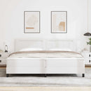 Box spring seng med madras med LED Hvid 200 x 200 cm Kunstlæder