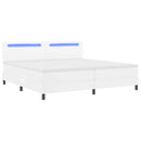 Box spring seng med madras med LED Hvid 200 x 200 cm Kunstlæder