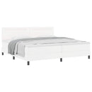 Box spring seng med madras med LED Hvid 200 x 200 cm Kunstlæder