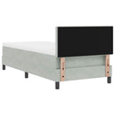 Box spring seng med madras Lysegrå 90 x 190 cm Fløjl