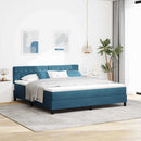 Box spring seng med madras Mørk blå 180 x 200 cm Fløjl