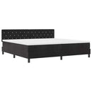 Box spring seng med madras Sort 200 x 200 cm Fløjl