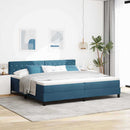 Box spring seng med madras Mørk blå 200 x 200 cm Fløjl