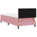 Box spring seng med hovedgærde Lyserød 100 x 200 cm Fløjl