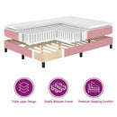 Box spring seng med hovedgærde Lyserød 140 x 190 cm Fløjl