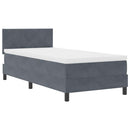 Box spring seng med hovedgærde Mørkegrå 100 x 200 cm Fløjl
