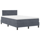 Box spring seng med hovedgærde Mørkegrå 120 x 190 cm Fløjl