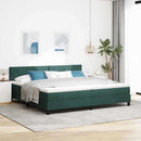 Box spring seng med hovedgærde Mørkegrøn 200 x 200 cm Fløjl