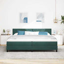Box spring seng med hovedgærde Mørkegrøn 200 x 200 cm Fløjl