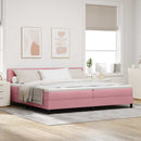 Box spring seng med hovedgærde Lyserød 200 x 200 cm Fløjl