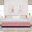 Box spring seng med hovedgærde Lyserød 200 x 200 cm Fløjl