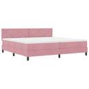 Box spring seng med hovedgærde Lyserød 200 x 200 cm Fløjl