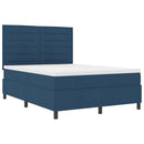 Box spring seng med madras med hovedgærde Blå 160 x 200 cm Stof