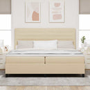 Box spring seng med madras Creme 200 x 200 cm Stof
