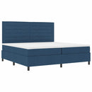 Box spring seng med madras med hovedgærde Blå 200 x 200 cm Stof