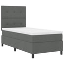 Box spring seng med hovedgærde Mørkegrå 100 x 200 cm Stof