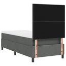 Box spring seng med hovedgærde Mørkegrå 100 x 200 cm Stof