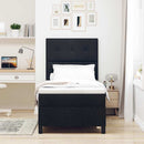 Box spring seng med hovedgærde Sort 100 x 200 cm Stof