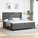 Box spring seng med hovedgærde Mørkegrå 200 x 200 cm Stof