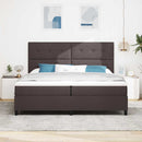 Box spring seng med hovedgærde Mørk Brun 200 x 200 cm Stof