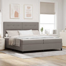 Box spring seng med hovedgærde Gråbrun 200 x 200 cm Stof