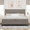 Box spring seng med hovedgærde Gråbrun 200 x 200 cm Stof