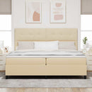 Box spring seng med hovedgærde Creme 200 x 200 cm Stof