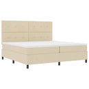 Box spring seng med hovedgærde Creme 200 x 200 cm Stof