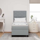 Box spring seng med hovedgærde Lysegrå 80 x 200 cm Stof